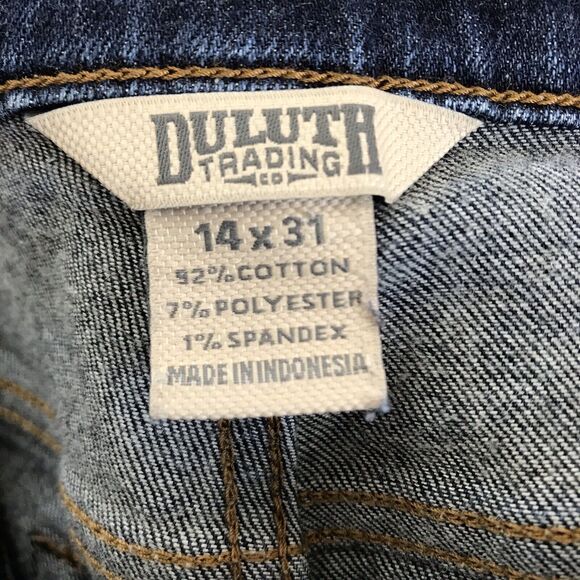 Duluth Trading Womens Jeans Size 14 Dark Wash Stretch Comfort Mid Rise Straight - Picture 2 of 11